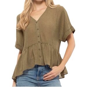 NEW Blu Pepper Ethereal Striped Peplum Top